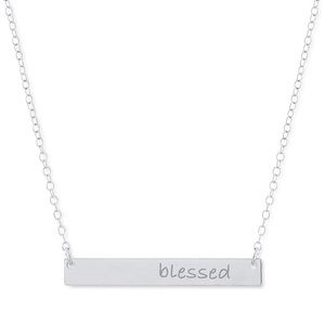 Sterling Silver Blessed Bar Necklace